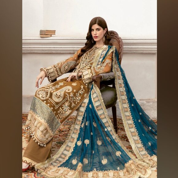 Other - Amber & Teal Embroidered Palazzo Suit Set